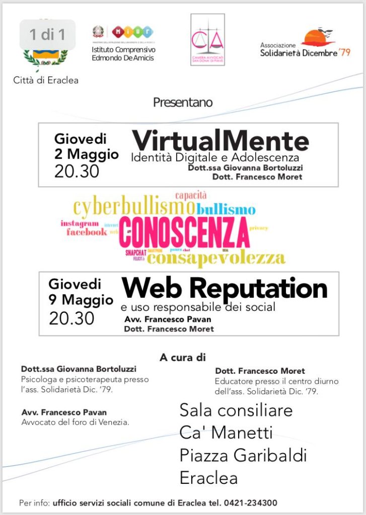 locandina virtualmente 2 maggio 2019 e 9 maggio 2019